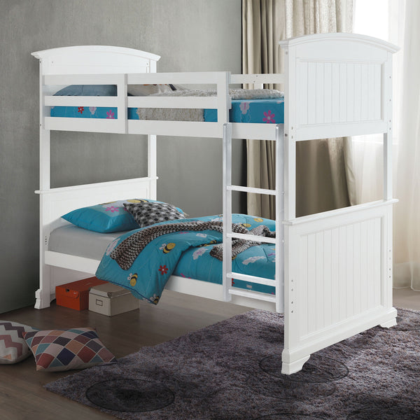 ALBANO - Twin/Full Bunk Bed, White - FM-BK107WH-F-BED