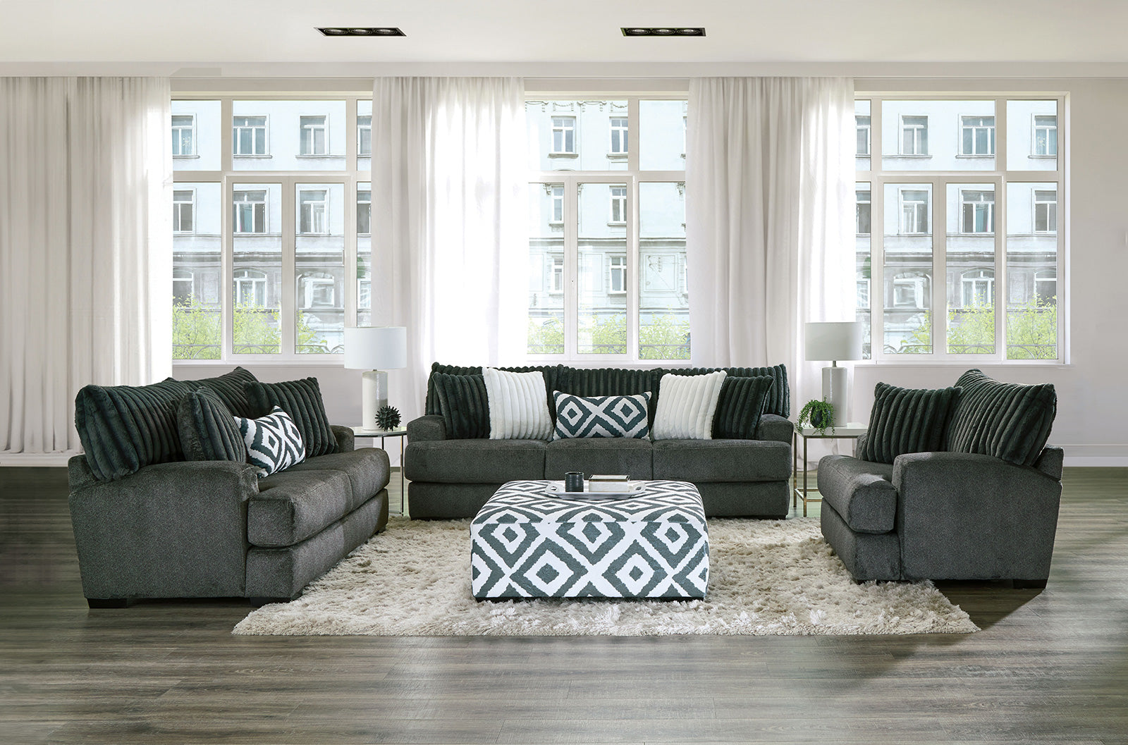 LOUGHTON - Ottoman, Gun Metal - SM5195-OT