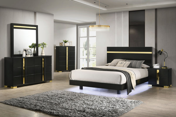 LILLESTROM - Twin Bed, Black/Gold - FM7217BK-T-BED