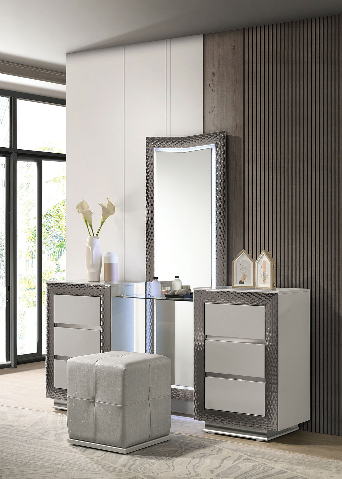 VENTNOR - Vanity Set w/ Stool, Gray - FM7251GY-V-SET