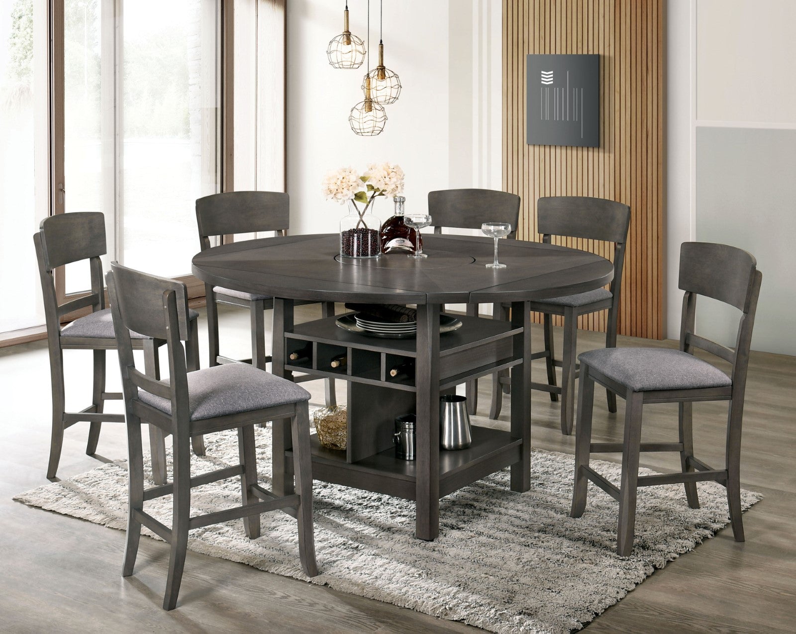 STACIE - Counter Ht. Round Dining Table - CM3733GY-RPT-TABLE
