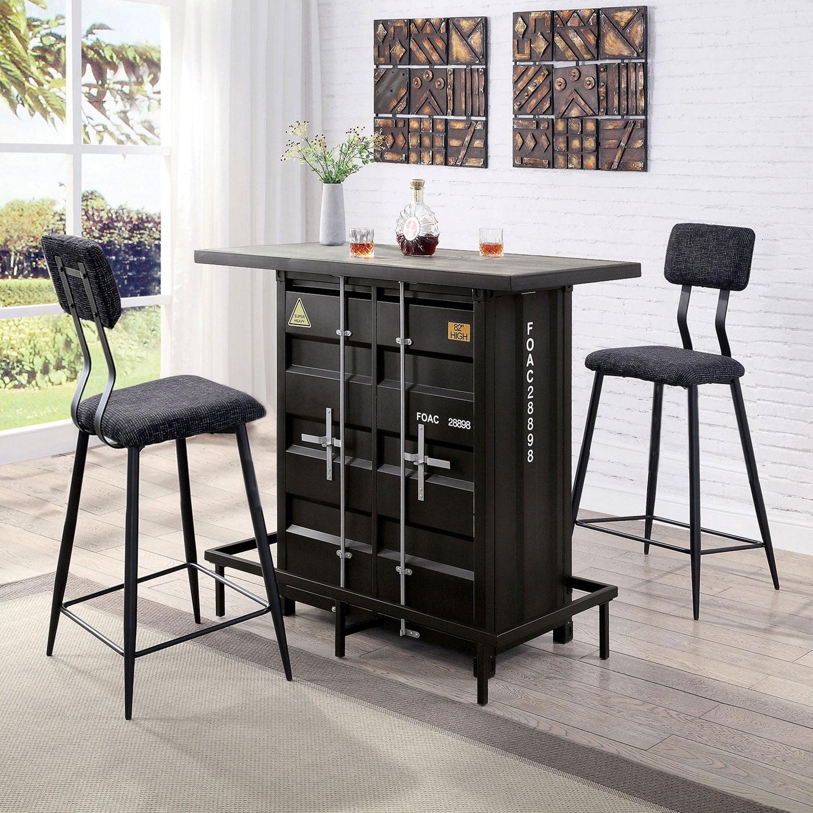ESDARGO - Bar Ht. Chair (2/CTN) - CM3789BK-BC-2PK