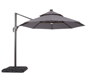 NUTI - 10' Round Umbrella, LED Light, Gray + Base - LA-A031GY+BASE