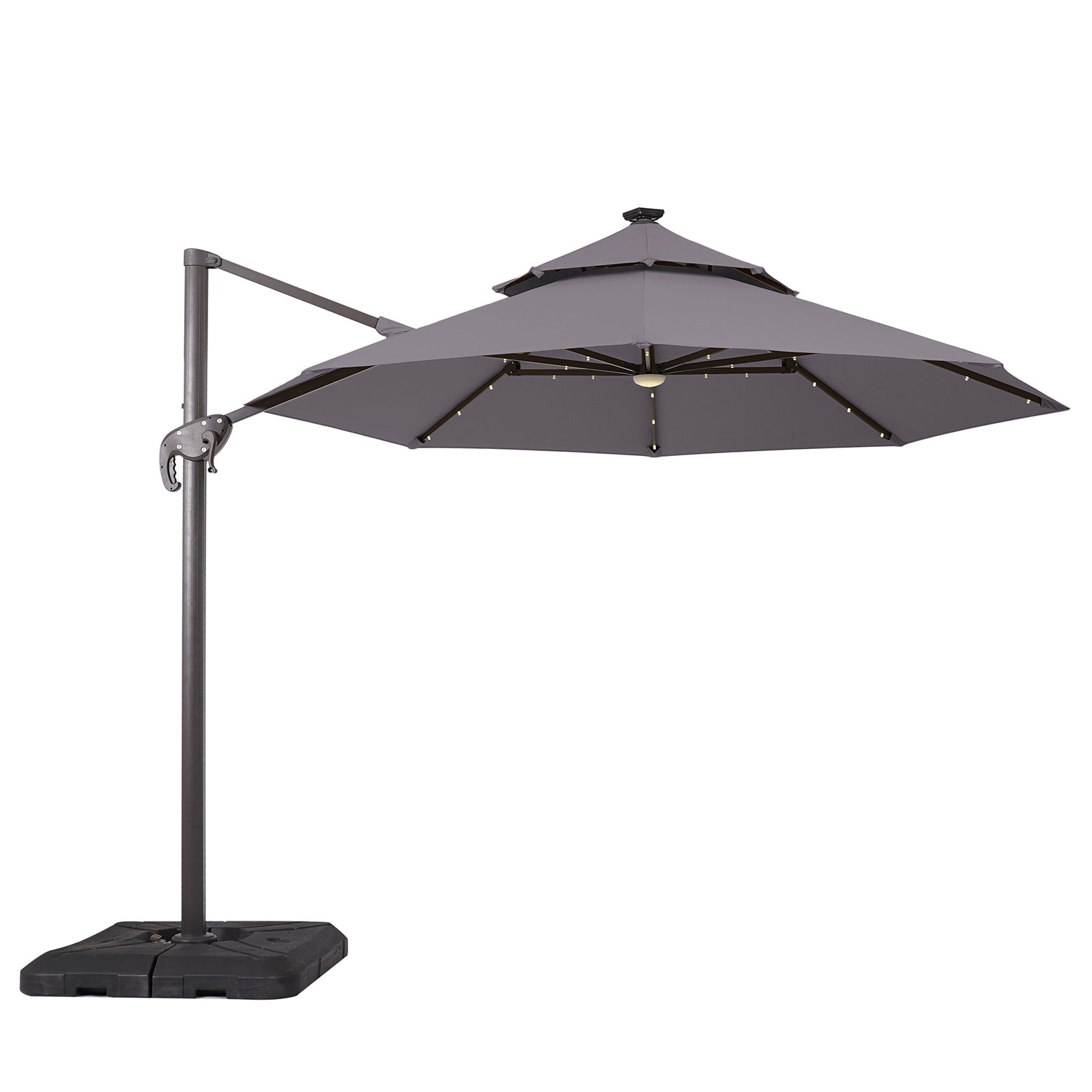 NUTI - 10' Round Umbrella, LED Light, Gray + Base - LA-A031GY+BASE