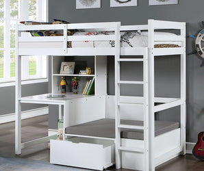 CALLISTUS - Twin Workstation Loft Bed - CM-BK828WH-BED