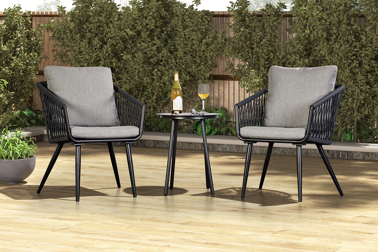 SHANI - 3 Pc. Conversation Set, Light Gray - LA-A016LG-3PK