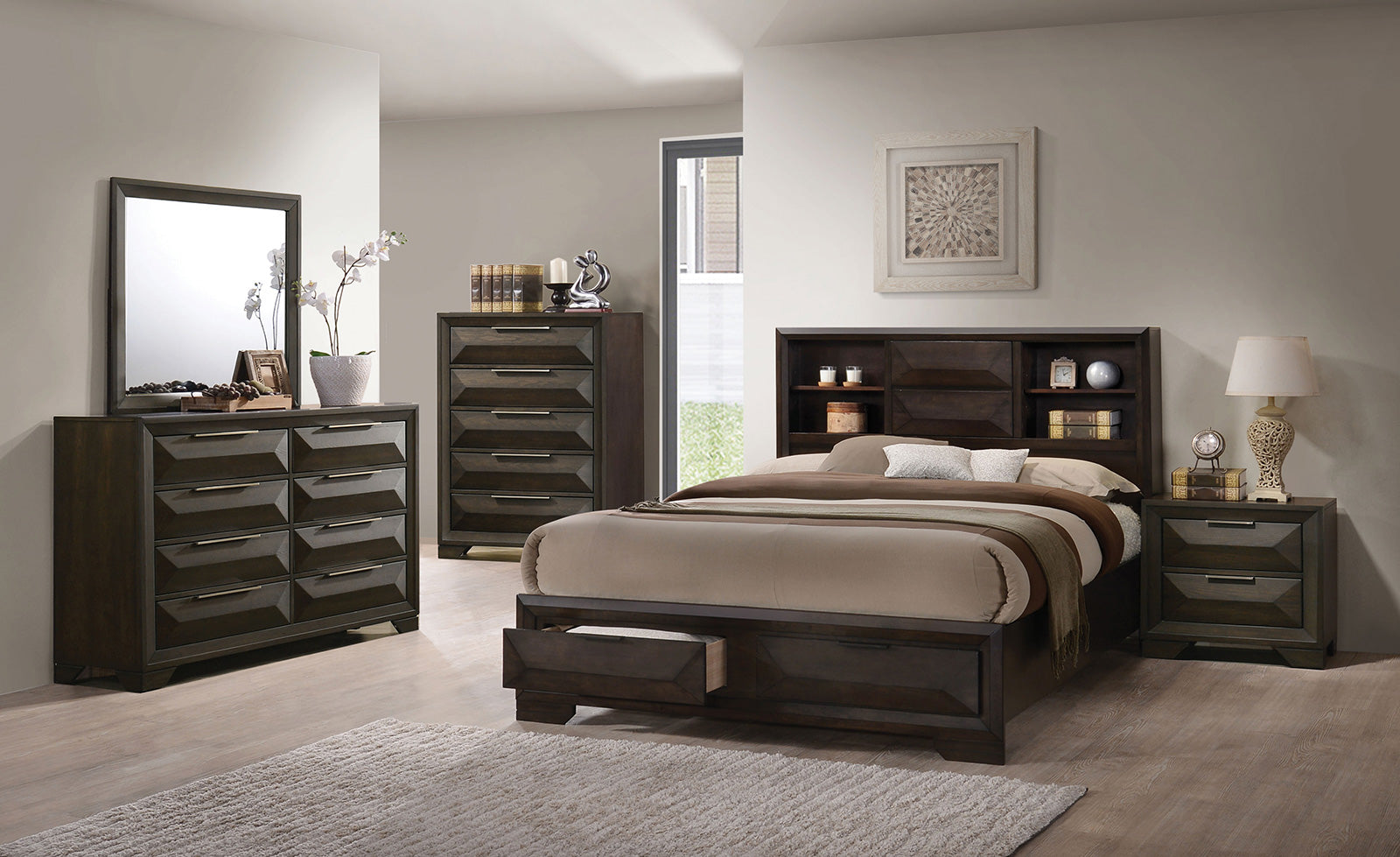CAISTOR - 4 Pc. Queen Bedroom Set - FM7233BR-Q-4PC