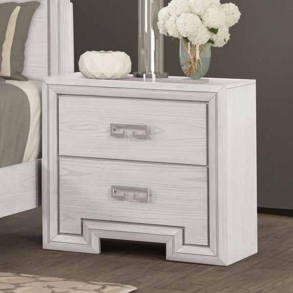 BASILONE - Nightstand, Rustic White - FM7440WH-N