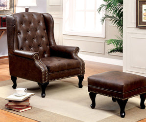 VAUGH - Accent Chair w/ Ottoman - CM-AC6801BR-SET