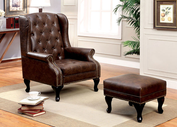 VAUGH - Accent Chair w/ Ottoman - CM-AC6801BR-SET