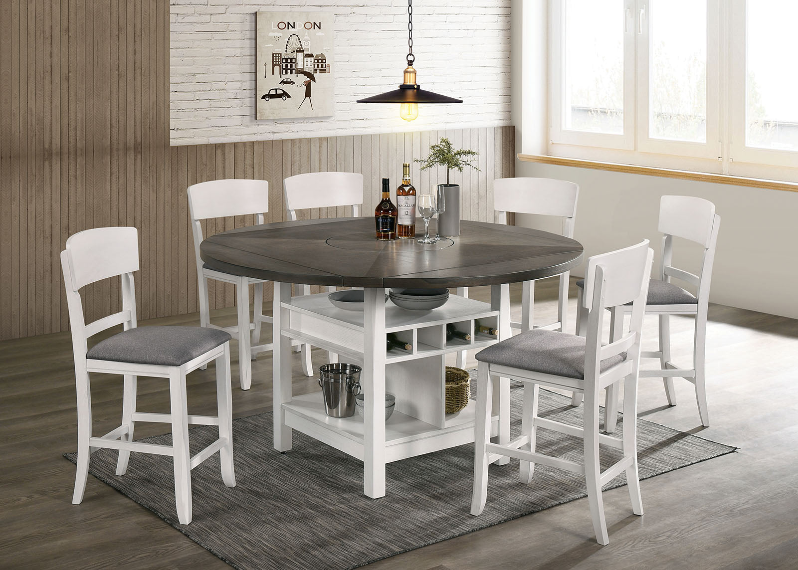 STACIE - 7 PC. Dining Table Set - CM3733WG-RPT-7PC