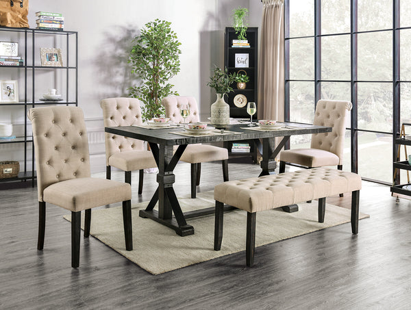 ALFRED - 6 Pc. Dining Table Set w/ Bench - CM3735T-IV-6PC-BN