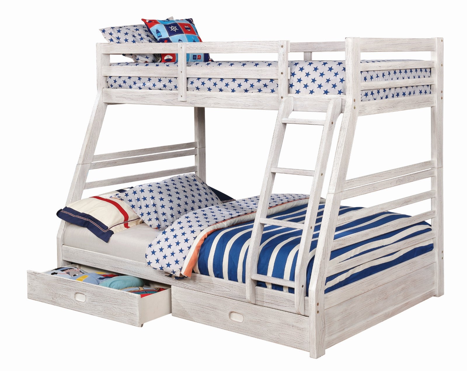 CALIFORNIA III - Twin/Full Bunk Bed w/ 2 Drawers - CM-BK588BWH-BED