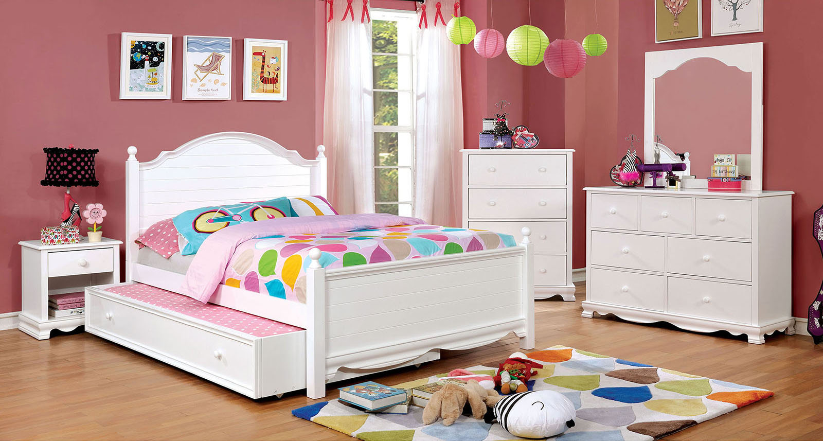 DANI - 4 Pc. Twin Bedroom Set w/ Trundle - CM7159WH-T-4PC-TR
