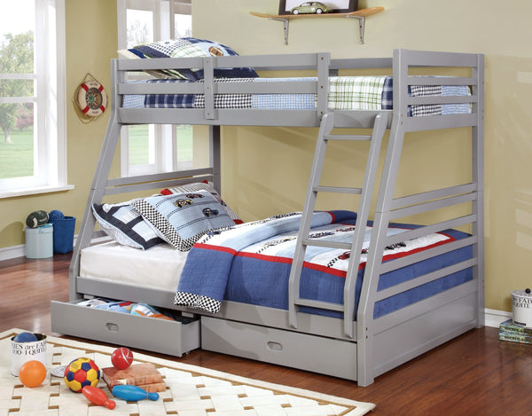 CALIFORNIA III - Twin/Full Bunk Bed w/ 2 Drawers - CM-BK588GY-BED