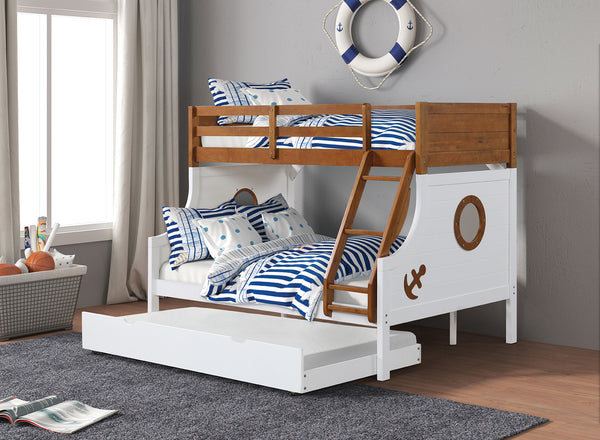 NAUTIA - Twin/Full Bunk Bed, Oak/White - FM-BK629AK-BED