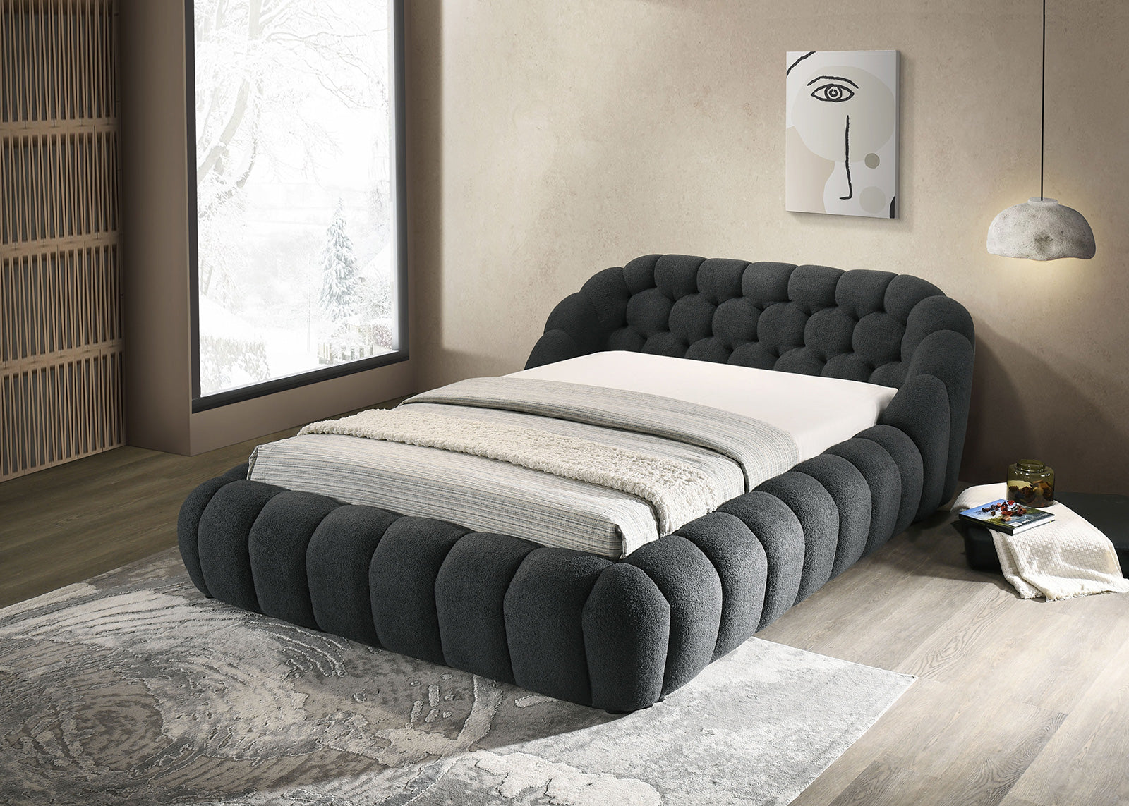 NEWQUAY - Queen Bed, Charcoal - FM7260BK-Q-BED