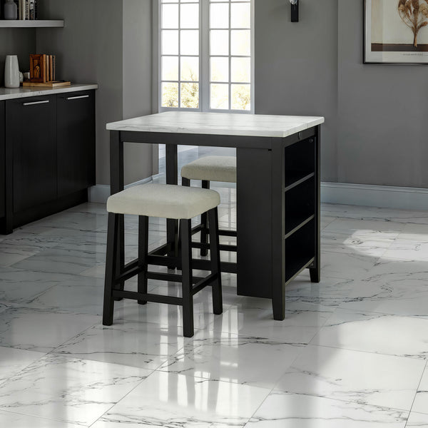 CHALCEDONY - 3 Pc. Counter Ht. Table Set w/ USB - SL3401BK-PT-3PK