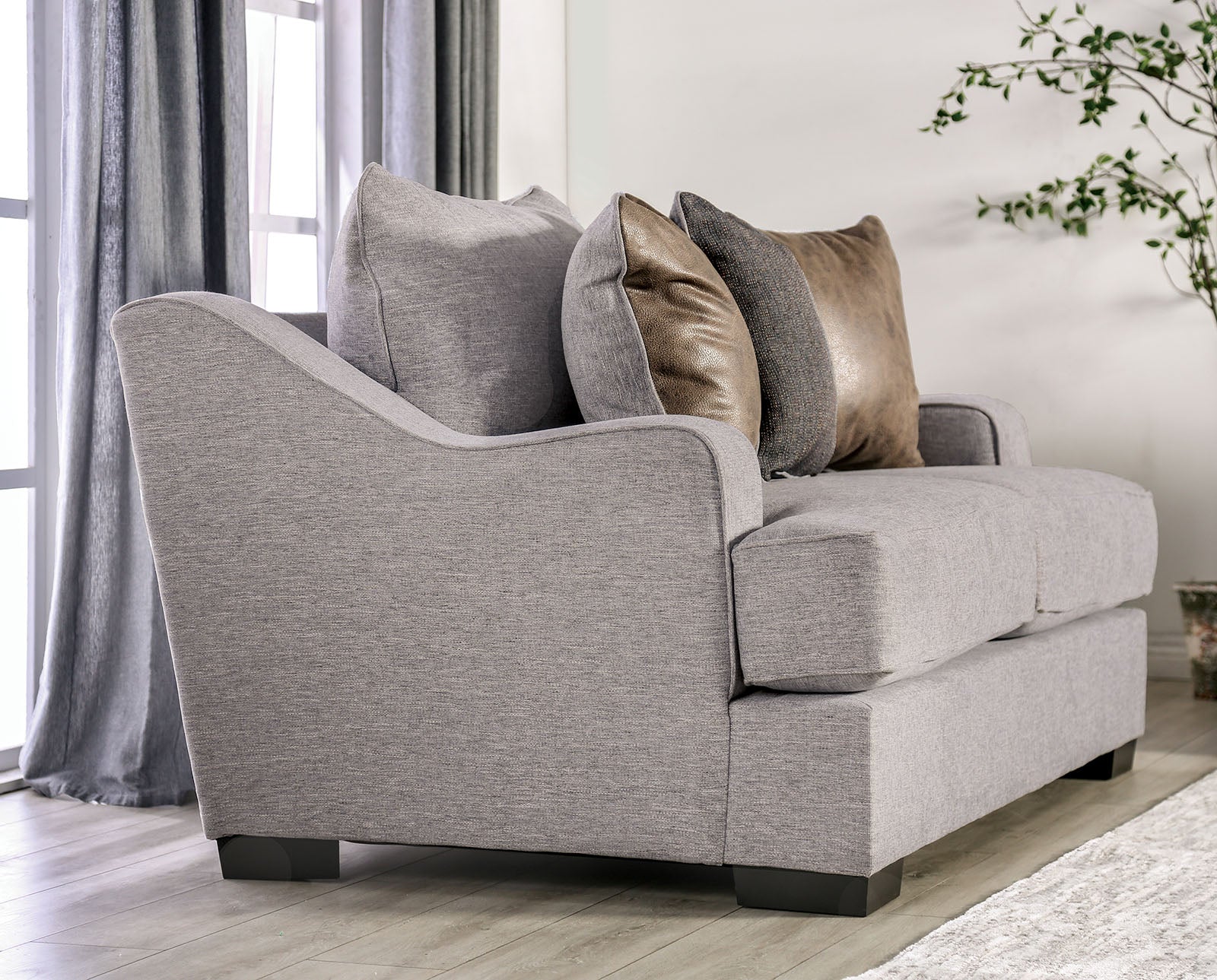 SKYLINE - Loveseat, Light Gray/Brown - SM1211-LV