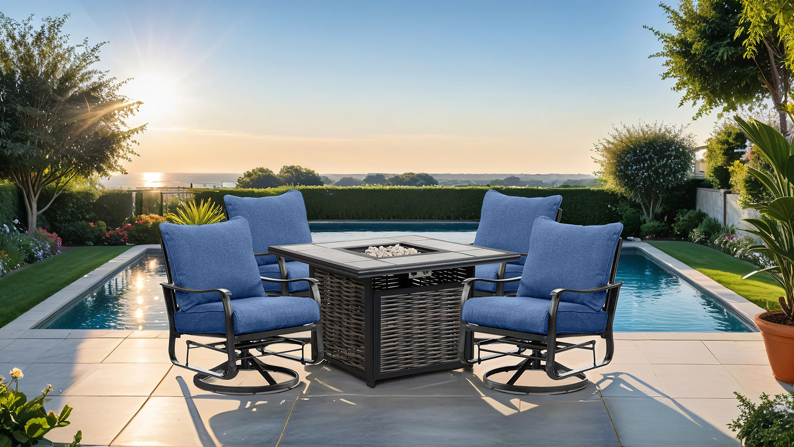SEGOVIA - Swivel Glider Arm Chair (2/CTN), Navy/Black - GM-2039-2PK