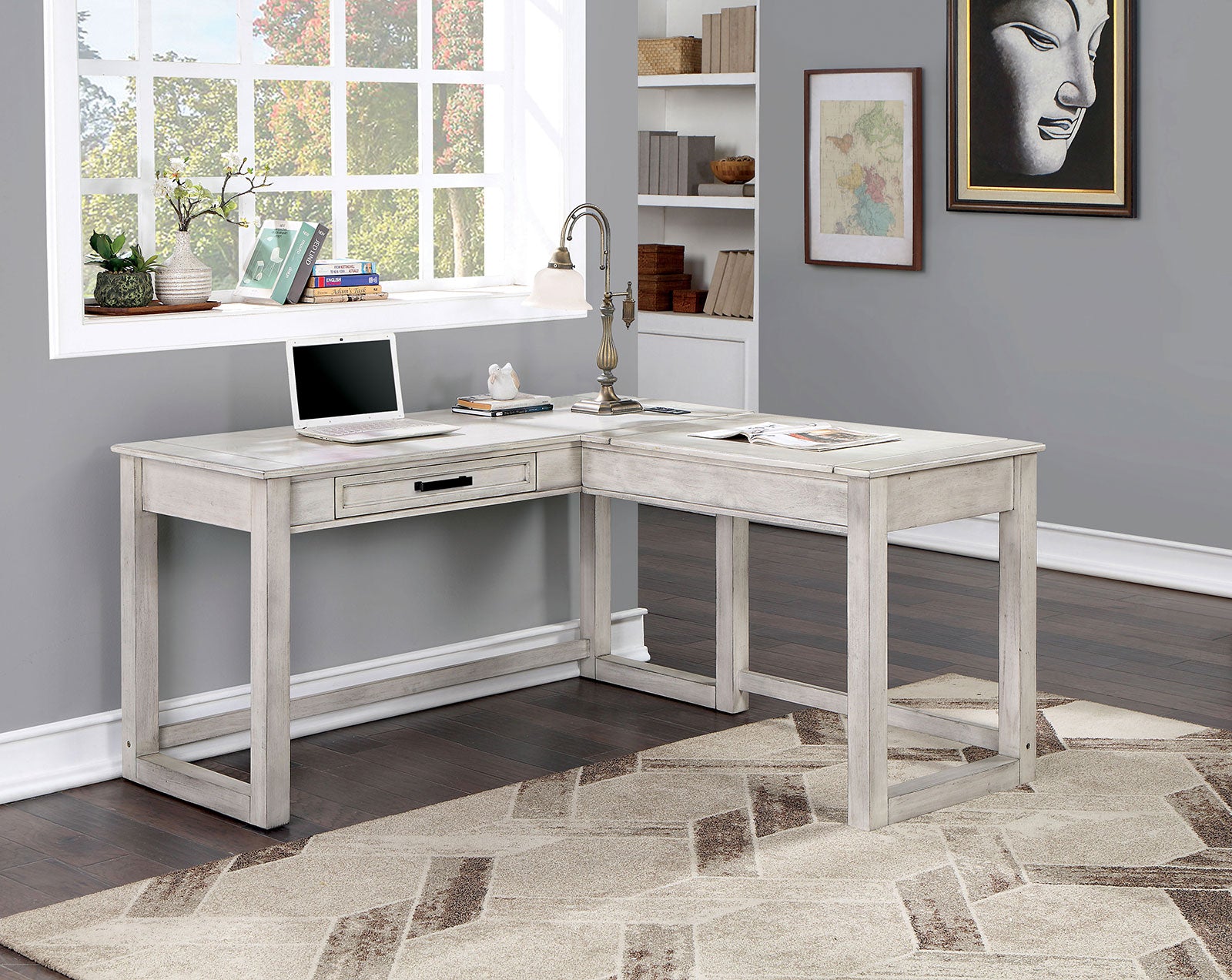GALARGA - Lift-top Corner Desk - CM-DK418WH
