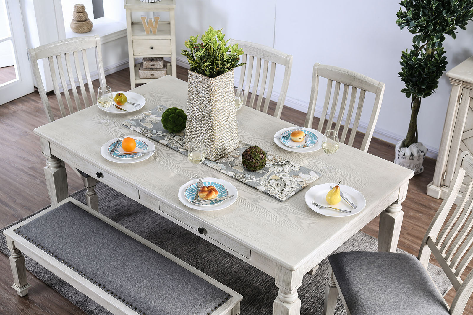 GEORGIA - 6 Pc. Dining Table Set w/ Bench - CM3089T-6PC