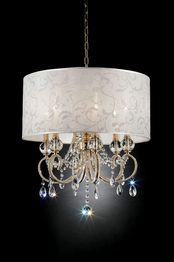 DEBORAH - 24.5"H Gold Ceiling Lamp, Hanging Crystal - L9155H