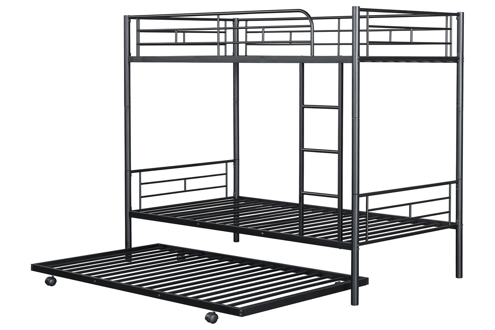 PHILOTUS - Twin/Twin Bunk Bed (K/D) + Trundle, Black - FM-BK906BK-TT