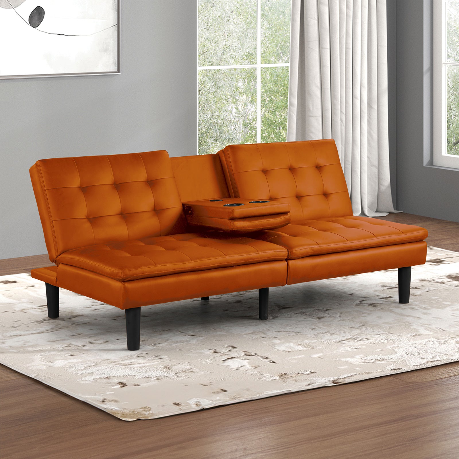 EIDSBERG - Futon Sofa Bed w/ Drop Down Table - FM2908OR