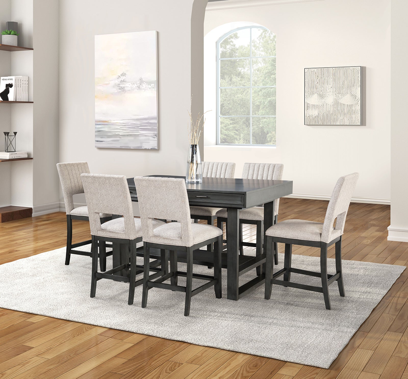 POTTON - 7 Pc. Counter Ht. Table Set - FM3425GY-PT-7PC-BL