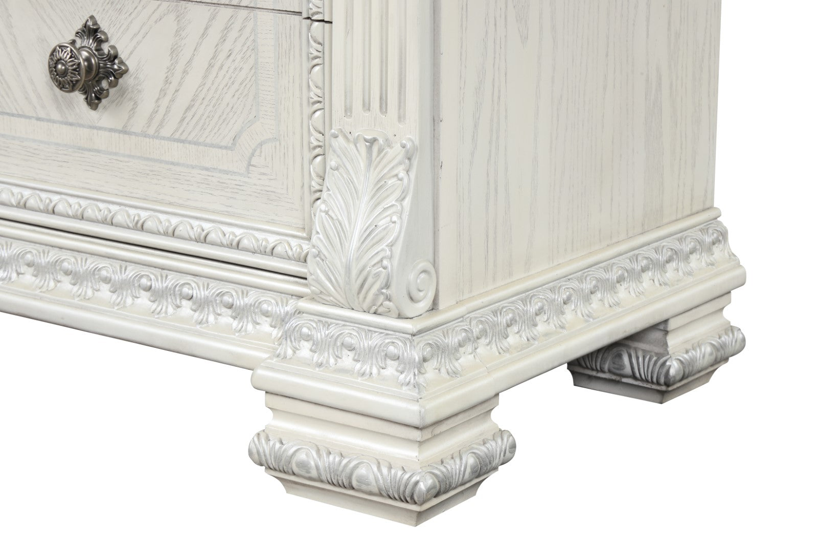 PROMENADE - Nightstand w/ Hidden Drawer USB A-C, Wire Brushed White - FM70001WH-N